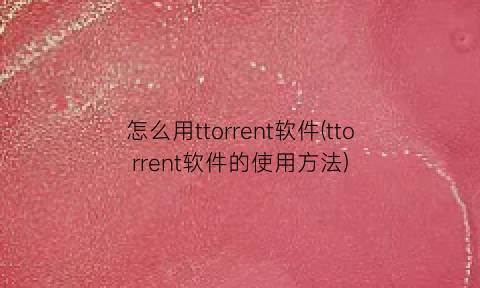 “怎么用ttorrent软件(ttorrent软件的使用方法)