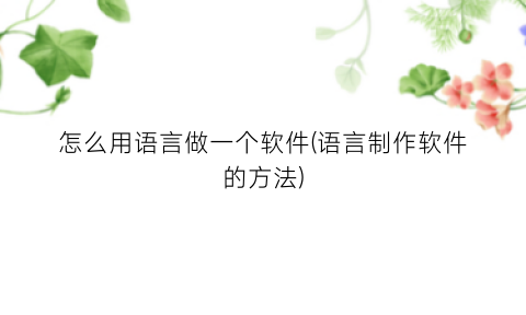 “怎么用语言做一个软件(语言制作软件的方法)
