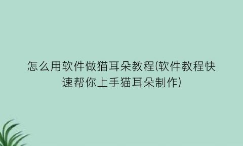 怎么用软件做猫耳朵教程(软件教程快速帮你上手猫耳朵制作)