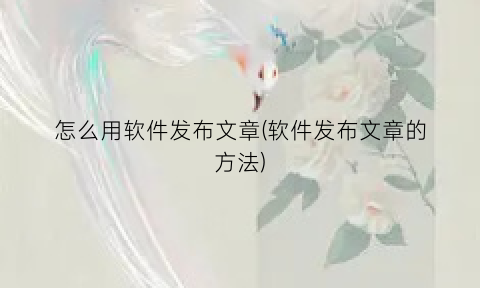 怎么用软件发布文章(软件发布文章的方法)