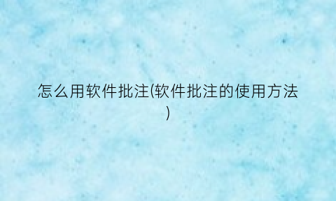 怎么用软件批注(软件批注的使用方法)