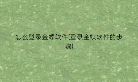 “怎么登录金蝶软件(登录金蝶软件的步骤)