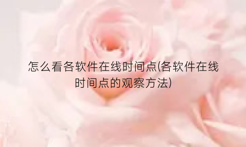 “怎么看各软件在线时间点(各软件在线时间点的观察方法)