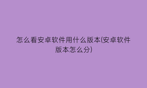 怎么看安卓软件用什么版本(安卓软件版本怎么分)