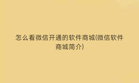 怎么看微信开通的软件商城(微信软件商城简介)