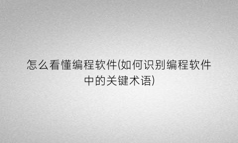 “怎么看懂编程软件(如何识别编程软件中的关键术语)