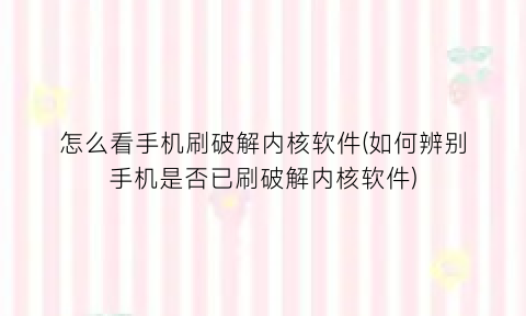 怎么看手机刷破解内核软件(如何辨别手机是否已刷破解内核软件)