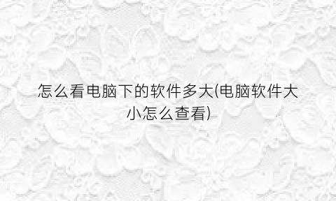 怎么看电脑下的软件多大(电脑软件大小怎么查看)