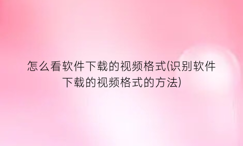 “怎么看软件下载的视频格式(识别软件下载的视频格式的方法)