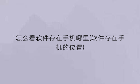“怎么看软件存在手机哪里(软件存在手机的位置)