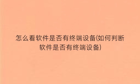 怎么看软件是否有终端设备(如何判断软件是否有终端设备)