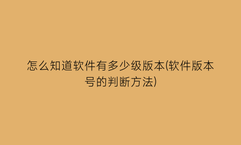 怎么知道软件有多少级版本(软件版本号的判断方法)