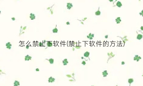怎么禁止下软件(禁止下软件的方法)