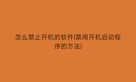 怎么禁止开机的软件(禁用开机启动程序的方法)