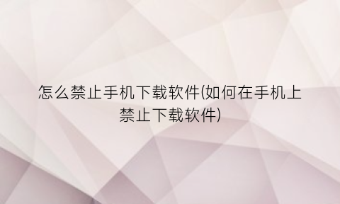 怎么禁止手机下载软件(如何在手机上禁止下载软件)