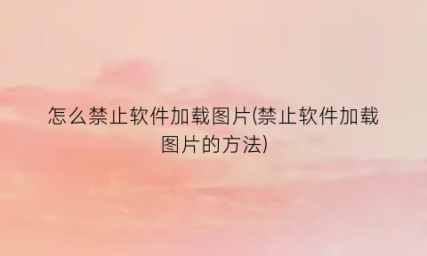 怎么禁止软件加载图片(禁止软件加载图片的方法)