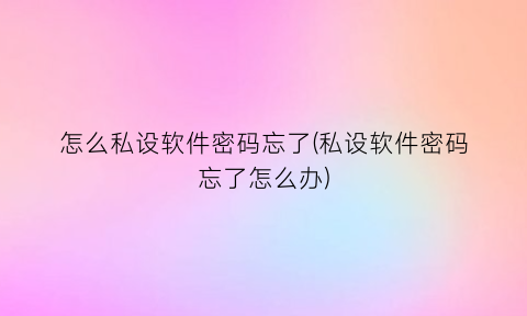 怎么私设软件密码忘了(私设软件密码忘了怎么办)