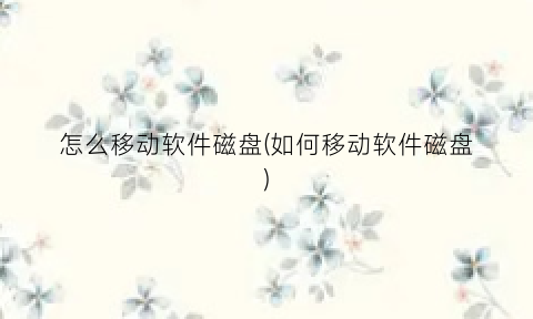 “怎么移动软件磁盘(如何移动软件磁盘)