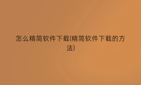 怎么精简软件下载(精简软件下载的方法)