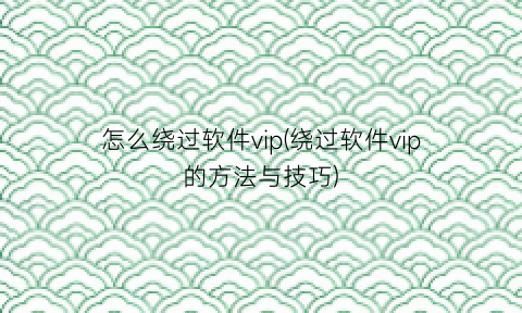 “怎么绕过软件vip(绕过软件vip的方法与技巧)