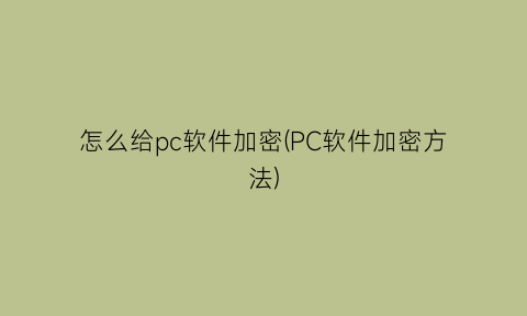 怎么给pc软件加密(PC软件加密方法)