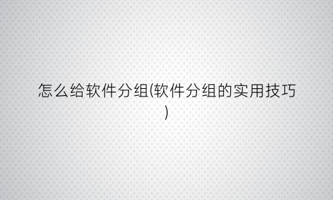怎么给软件分组(软件分组的实用技巧)