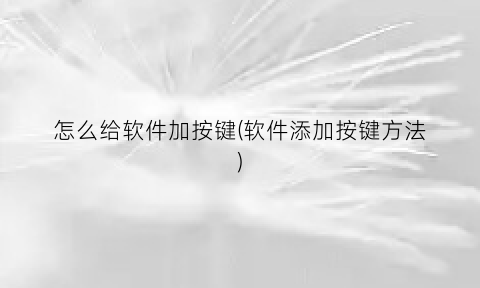 “怎么给软件加按键(软件添加按键方法)