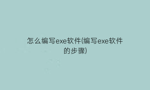 怎么编写exe软件(编写exe软件的步骤)