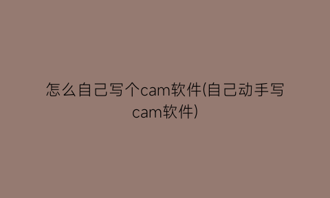 怎么自己写个cam软件(自己动手写cam软件)