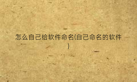 “怎么自己给软件命名(自己命名的软件)