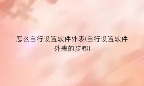 “怎么自行设置软件外表(自行设置软件外表的步骤)