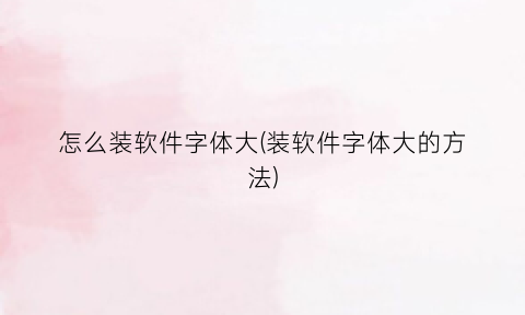 怎么装软件字体大(装软件字体大的方法)