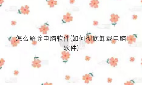 “怎么解除电脑软件(如何彻底卸载电脑软件)