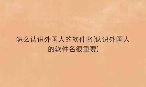 怎么认识外国人的软件名(认识外国人的软件名很重要)