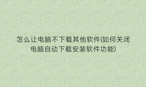 “怎么让电脑不下载其他软件(如何关闭电脑自动下载安装软件功能)
