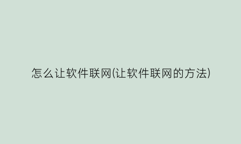 “怎么让软件联网(让软件联网的方法)