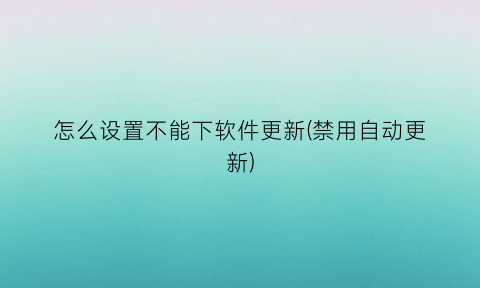 怎么设置不能下软件更新(禁用自动更新)