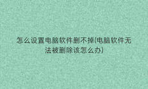 怎么设置电脑软件删不掉(电脑软件无法被删除该怎么办)