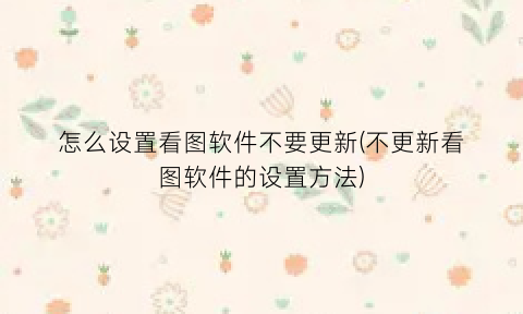 怎么设置看图软件不要更新(不更新看图软件的设置方法)