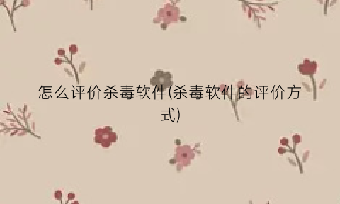 怎么评价杀毒软件(杀毒软件的评价方式)