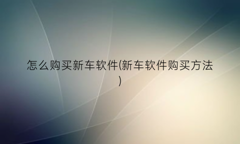 怎么购买新车软件(新车软件购买方法)