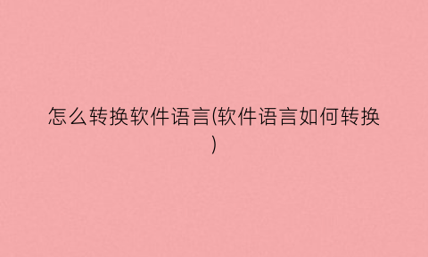 “怎么转换软件语言(软件语言如何转换)