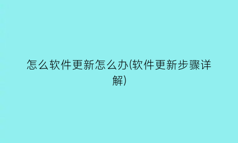 怎么软件更新怎么办(软件更新步骤详解)