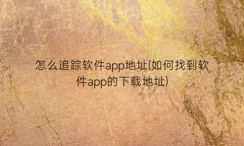 怎么追踪软件app地址(如何找到软件app的下载地址)