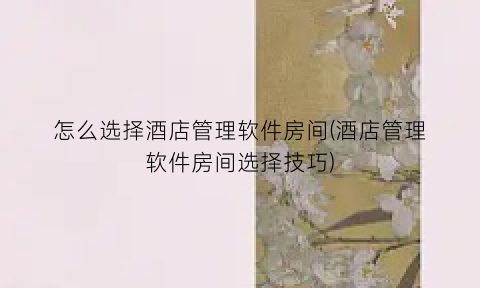 “怎么选择酒店管理软件房间(酒店管理软件房间选择技巧)