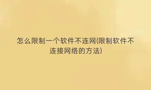 怎么限制一个软件不连网(限制软件不连接网络的方法)