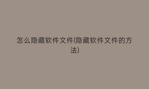 “怎么隐藏软件文件(隐藏软件文件的方法)