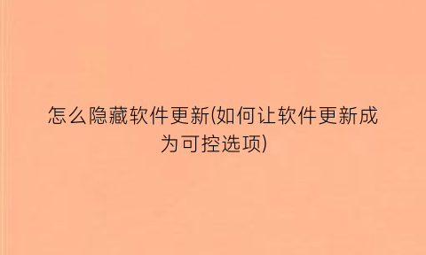 “怎么隐藏软件更新(如何让软件更新成为可控选项)