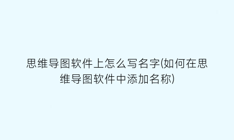 “思维导图软件上怎么写名字(如何在思维导图软件中添加名称)