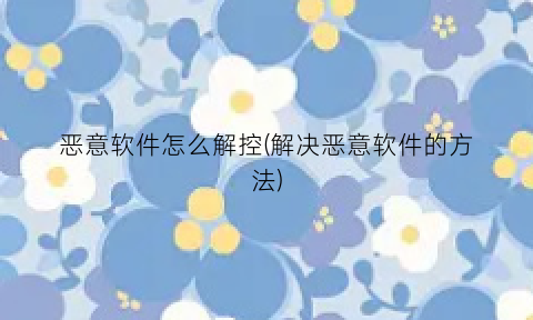 “恶意软件怎么解控(解决恶意软件的方法)